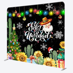 Lofaris Floral Cactus Tree Feliz Navidad Pillow Case Backdrop