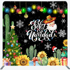 Lofaris Floral Cactus Tree Feliz Navidad Pillow Case Backdrop