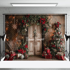 Lofaris Floral Decorated Door Christmas Tree Gift Backdrop