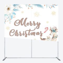 Lofaris Floral Deers Pine Leaves Xmas Tension Fabric Backdrop