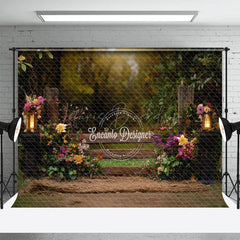 Lofaris Floral Garden Fence Light Natural Scene Backdrop