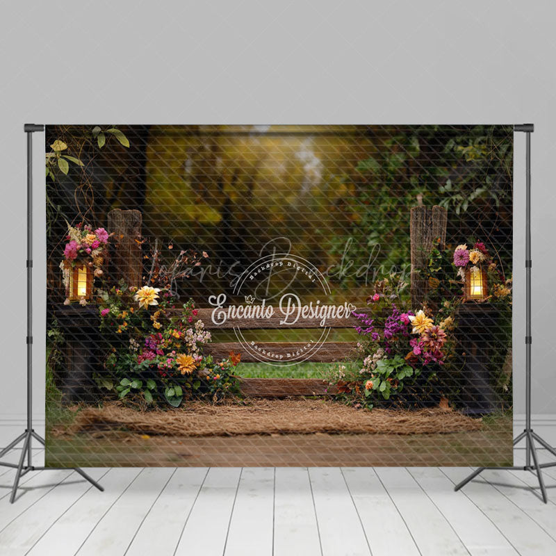 Lofaris Floral Garden Fence Light Natural Scene Backdrop