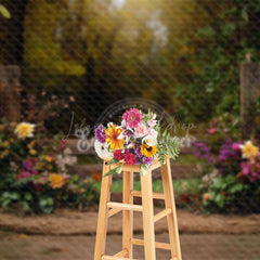 Lofaris Floral Garden Fence Light Natural Scene Backdrop