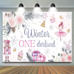 Lofaris Floral Gift Cake Winter Onederland Birthday Backdrop