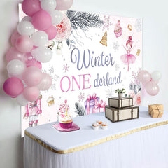 Lofaris Floral Gift Cake Winter Onederland Birthday Backdrop