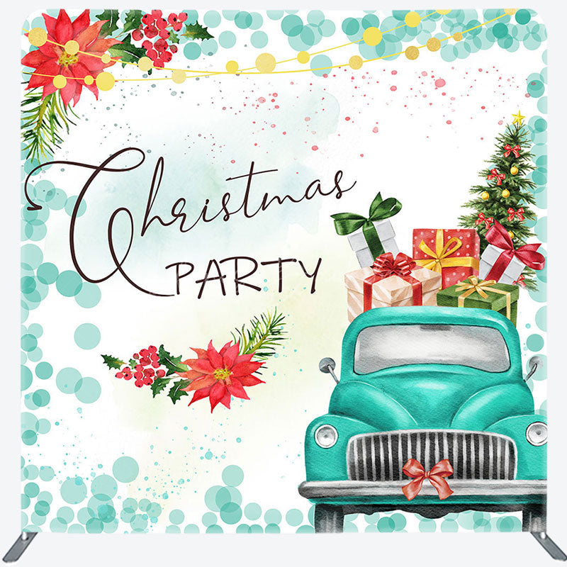 Lofaris Floral Gift Car Merry Christmas Pillow Case Backdrop