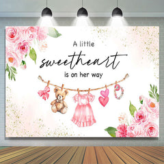 Lofaris Floral Gold Glitter Sweetheart Baby Shower Backdrop