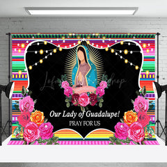 Lofaris Floral Lady Of Guadalupe Happy Feast Day Backdrop