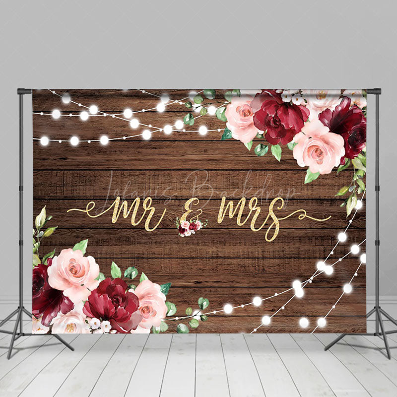 Lofaris Floral Lighting Wood Sweet Elegant Wedding Backdrop