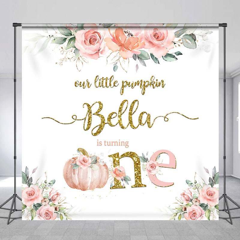 Lofaris Floral Little Pumpkin Custom 1st Birthday Backdrop