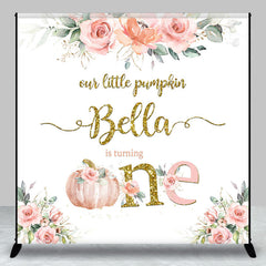 Lofaris Floral Little Pumpkin Custom 1st Birthday Backdrop