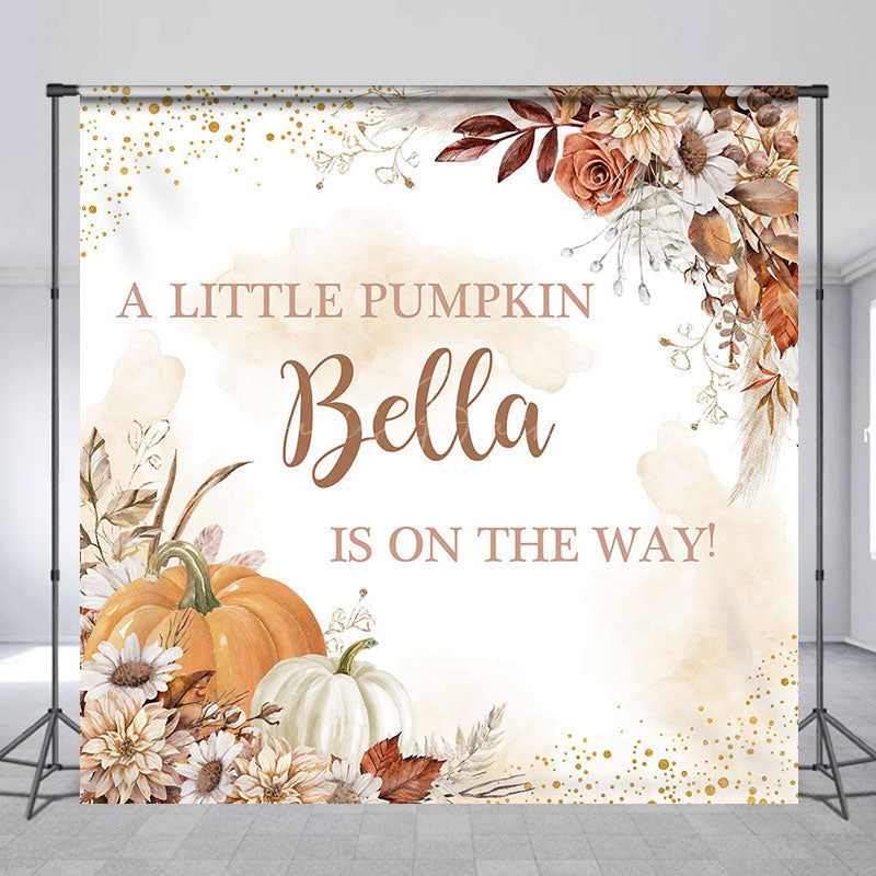 Lofaris Floral Little Pumpkin Custom Baby Shower Backdrop