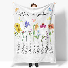 Lofaris Floral Moms Garden With Kids Custom Name Blanket