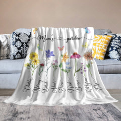 Lofaris Floral Moms Garden With Kids Custom Name Blanket