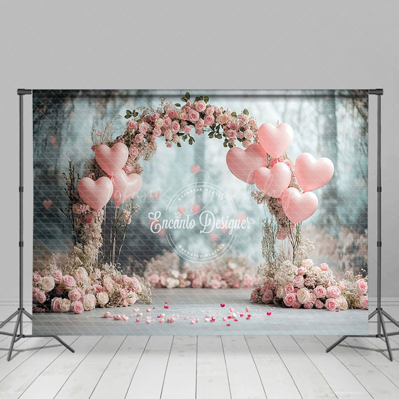 Lofaris Floral Pink Balloon Arch Valentines Day Backdrop