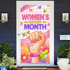 Lofaris Floral Plaid Womens History Month Party Door Cover