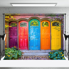 Lofaris Floral Plant Colorful Door Architecture Backdrop