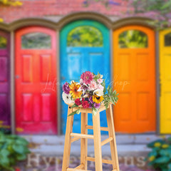 Lofaris Floral Plant Colorful Door Architecture Backdrop