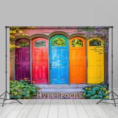 Lofaris Floral Plant Colorful Door Architecture Backdrop