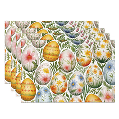 Lofaris Floral Printed Eggs Plant Easter Set Of 4 Placemats