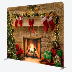 Lofaris Floral Socks Fireplace Christmas Pillow Case Backdrop