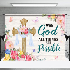 Lofaris Floral With God All Things Possible Easter Backdrop