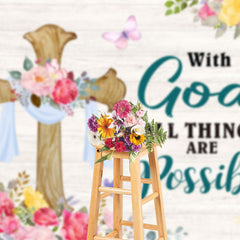 Lofaris Floral With God All Things Possible Easter Backdrop