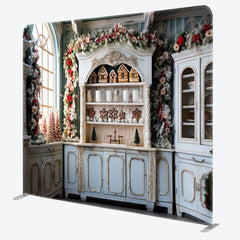 Lofaris Floral Wreath White Cupboard Xmas Square Backdrop