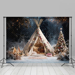 Lofaris Flower Decorated Camping Tent Christmas Backdrop