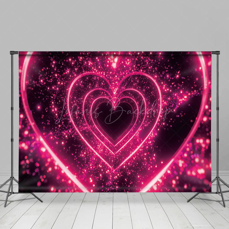 Lofaris Fluorescence 3D Pink Hearts Valentines Day Backdrop