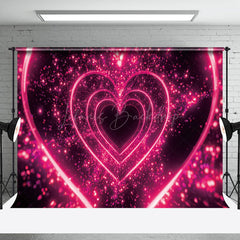 Lofaris Fluorescence 3D Pink Hearts Valentines Day Backdrop