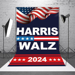 Lofaris Fluttering Usa Flag Harris 2024 Election Backdrop