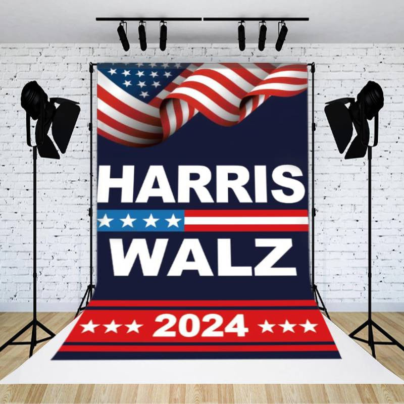 Lofaris Fluttering Usa Flag Harris 2024 Election Backdrop