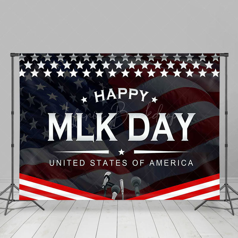 Lofaris Fluttering Usa Flag Speech Happy Mlk Day Backdrop