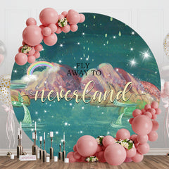 Lofaris Fly Away To Neverland Mermaid Round Birthday Backdrop