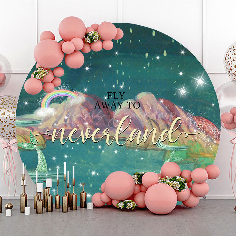 Lofaris Fly Away To Neverland Mermaid Round Birthday Backdrop