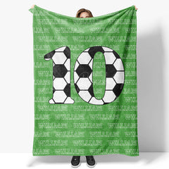 Lofaris Football Number Green Custom Name Blanket For Boys