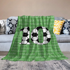 Lofaris Football Number Green Custom Name Blanket For Boys