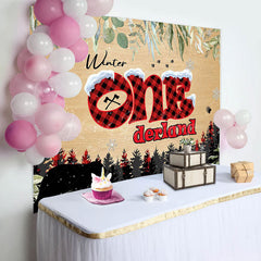 Lofaris Forest Bear Winter Onederland 1st Birthday Backdrop