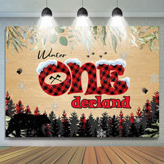 Lofaris Forest Bear Winter Onederland 1st Birthday Backdrop