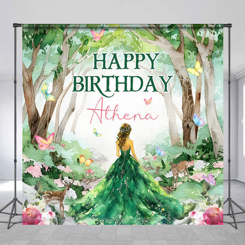 Lofaris Forest Butterfly Princess Custom Birthday Backdrop