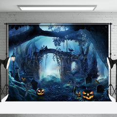 Lofaris Forest Grave Wonderland Pumpkin Halloween Backdrop