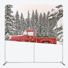 Lofaris Forest Red Truck Christmas Tension Fabric Backdrop