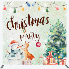 Lofaris Fox Snowman Christmas Tree Tension Fabric Backdrop