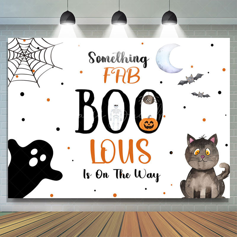 Lofaris Frb Boo Lous White Halloween Baby Shower Backdrop