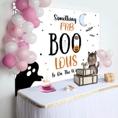 Lofaris Frb Boo Lous White Halloween Baby Shower Backdrop