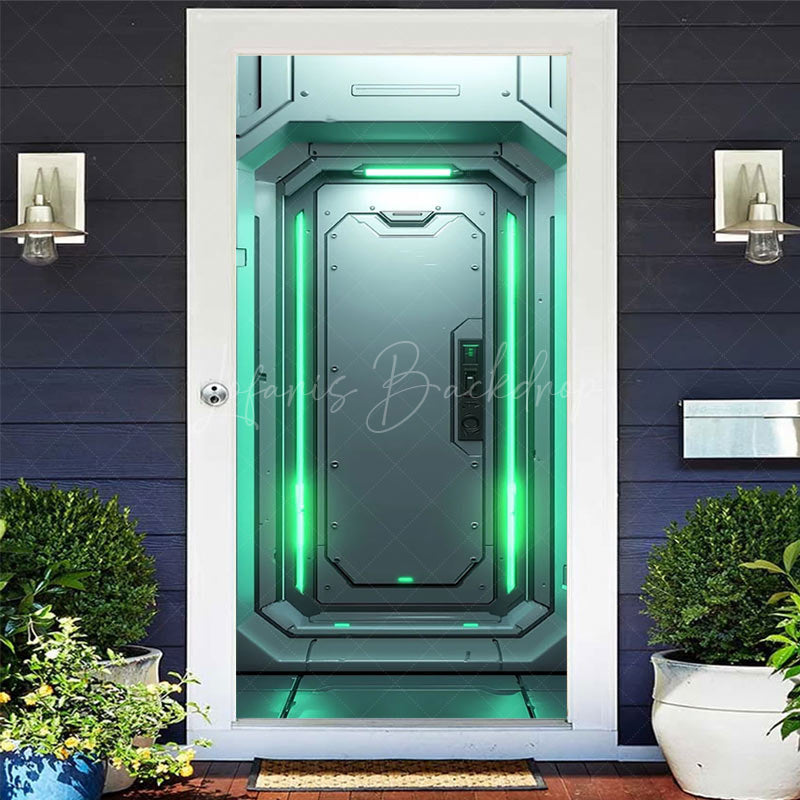 Lofaris Futuristic Green Space Capsule Party Door Cover