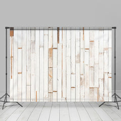 Lofaris Fuzzy Wood Wall White Beige Stripe Abstract Backdrop