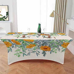 Lofaris Garden Blossom Flower Green Leaf Stretch Table Cover