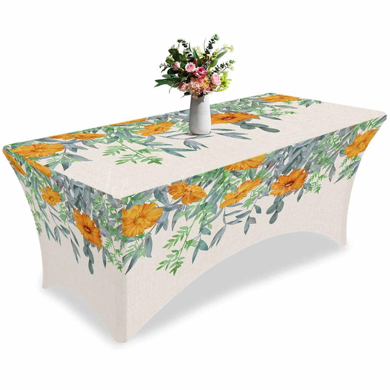 Lofaris Garden Blossom Flower Green Leaf Stretch Table Cover